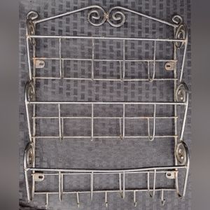 Vintage Black Hook Rail with 5 Hooks and Storage organizer
